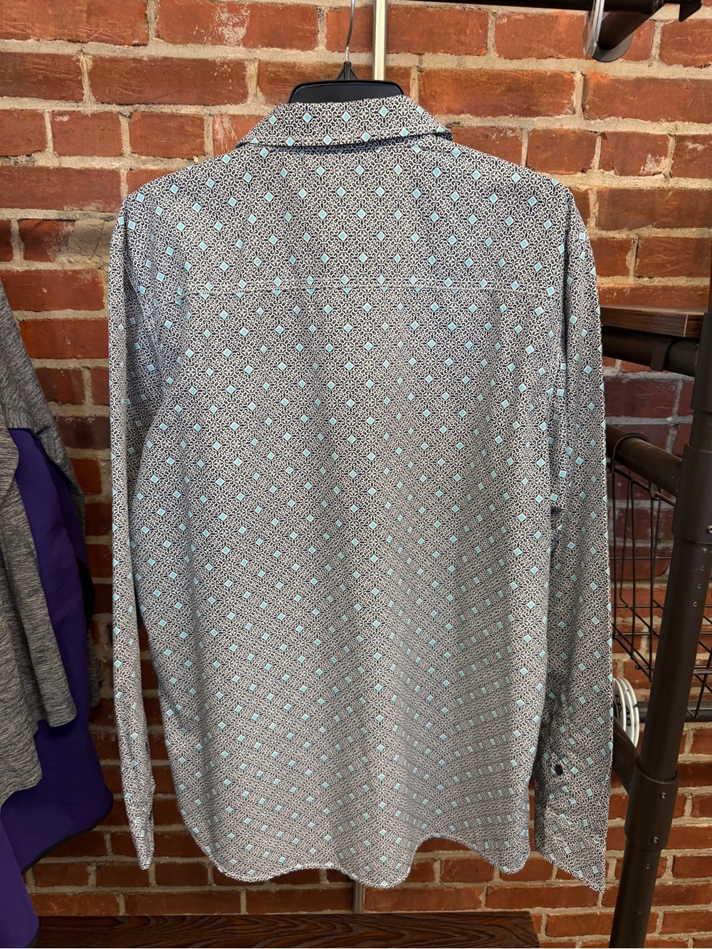 Gibson Trading Co Men’s L Blue Geometric Print Long Sleeve Button Down Western - Picture 2 of 6